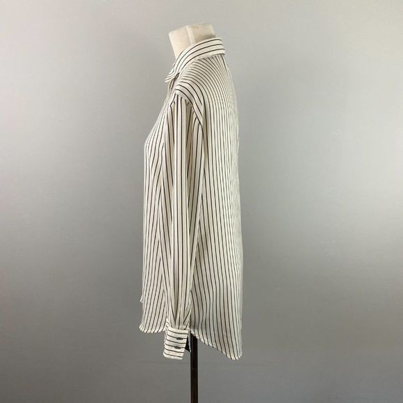 DALIA White & Black Pinstripe Button‎ Down Blouse - Picture 4 of 8